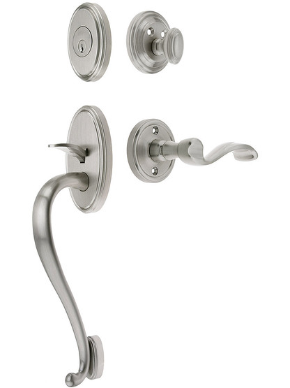 Georgetown Entry Lock Set in Satin Nickel Finish with Left-Handed Portofino Lever and